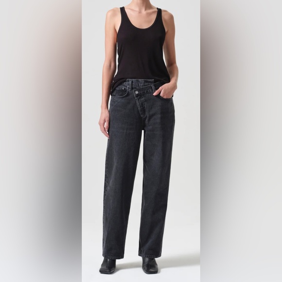Agolde Denim - AGOLDE criss cross upsized jeans black “shambles” size 25